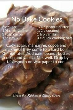 no bake cookies recipe with instructions on how to make them in minutes or less