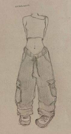 a drawing of a pair of pants with straps on the bottom and one leg up