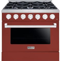 Hallman Range Hallman 36 In. Propane Gas Range, Burgundy with Chrome Trim - Bold Series, HBRG36CMBG-LP Porcelain Oven, Convection Cooking, Kitchen Appliances Refrigerators, Beverage Centers, Outdoor Appliances, Dual Fuel Ranges, Beverage Refrigerator, Bar Fridges, Large Oven