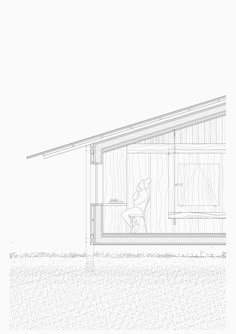 an architectural drawing of a house in the middle of nowhere, with two people inside