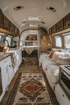 the interior of an airstream is clean and ready for us to use