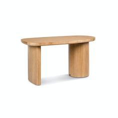 an oval wooden table on a white background