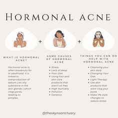 Hormonal acne is when breakouts form in adulthood that could range from blackheads and whiteheads to painful cysts. Hormonal acne is linked to the overproduction of sebum (an oily substance in skin glands), which clogs pores, leading to pimples. Though often unavoidable, hormonal acne can be treated to prevent future breakouts from forming. #hormonalacne #hormonalacnetreatment #hormonebalance #acne #acnesafeproducts #acnefacialtreatment #theskynsanctuary #esthetician #estheticianmeme #estheti... Treating Hormonal Acne, Hormonal Chin Acne, Esthetics Content, Period Pack, Hormonal Acne Remedies, A Good Skincare Routine, Good Skincare Routine