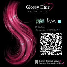 a close up of a qr code on a black background with a pink hair