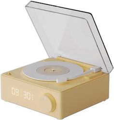 an alarm clock radio with a record player