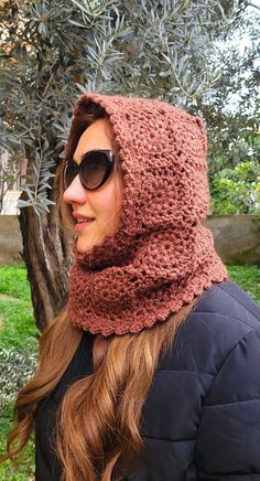 Brown Granny Square, Hoodie Balaclava, Wool Balaclava, Granny Square Balaclava, Balaclava Knit, Balaclava Crochet, Scarf Balaclava, Knit Balaclava