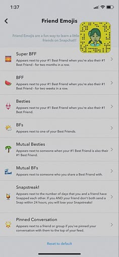 an iphone screen showing the menu for friend emojis, which is also available on other devices