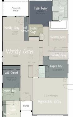 the floor plan for a home with two garages and an attached living room area