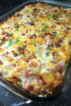 a casserole dish with meat and cheese on it