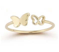 Give your look a dash of free-spirited flair with this double-butterfly cuff ring. From Luminosa Gold. Adjustable Butterfly Ring Fine Jewelry, Butterfly Cuff, Double Butterfly, Cuff Ring, Cuff Rings, Free Spirit, Cute Jewelry, Heart Ring, Gold Rings