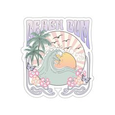 Beach Bum Retro Summer Vinyl Sticker Water Resistant Journal Sticker Outdoor Car Decal Water Bottle Sticker Laptop Preppy Gift For Summer Summer Stickers, Preppy Gifts, Journal Sticker, Summer Water, Fall Items