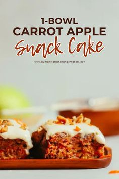 Carrot Apple Snack Cake Cashew Frosting, Snack Cake Recipe, Apple Snacks, Gluten Free Flour Blend, Nutritious Snacks, Gluten Free Cakes, Snack Cake, Vegan Cake