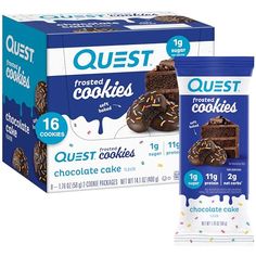 two boxes of quest frosted cookies next to each other