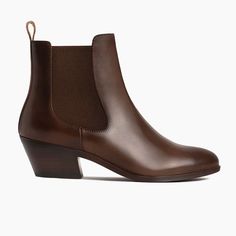 Women's 2" Heel Duchess Bootie In Brown 'Amaretto' Leather - Thursday Thursday Boots Women, Thursday Boots, Heeled Chelsea Boots, Fall Clothes, Comfortable Boots, Chelsea Boot, Leather Gloves, Leather Interior, Full Grain Leather