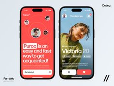 two iphones with the same screen and one showing an image of a woman's face