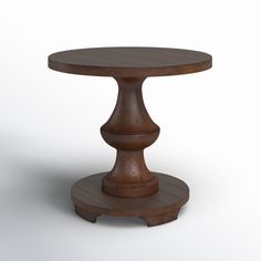 a small wooden table on a white background with no one around it to see the image