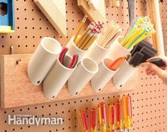 8 Ingenious life hacks using a PVC pipe – SheKnows Pvc Pipe Storage, Shed Organization, Pvc Projects, Garage Organize, Smart Tiles, Organisation Hacks, Workshop Organization, Garage Storage Organization, Shop Organization