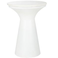 a white table with a round top on a white background for use as a side table