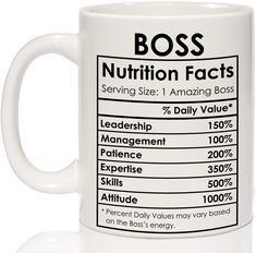 a white coffee mug with the words 1 dad nutrition fact on it's side