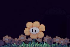 an animated flower in the middle of some grass