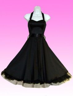 H&R London Black Satin 50's Halter Dress Retro Fitted Petticoat For Costume Party, 1950s Fitted Prom Dresses, Vintage Black Dress For Costume Party, Black Vintage Dress For Costume Party, Black Fitted Petticoat For Party, Vintage Fitted Petticoat For Costume Party, Black Retro Dress For Costume Party, Retro Black Dress For Costume Party, Black Retro Party Dress