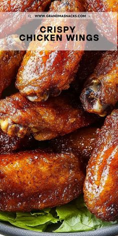 crispy chicken wings in a bowl with lettuce