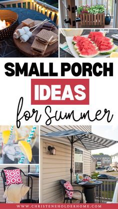 small porch ideas for summer with text overlay