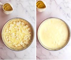 two images showing the process of making pie dough