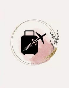 an airplane is flying over a suitcase with a needle in it's handle and flowers on the side