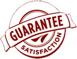 the logo for guarantee satisfaction is shown in red and white with a ribbon around it