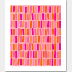 an orange and pink abstract pattern with squares in the middle, on a white background