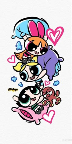 the powerpuff girls wallpaper with hearts