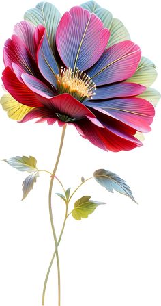 a colorful flower is shown on a white background