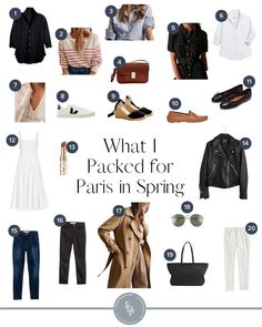 What I am packing for a trip to Paris in the spring. A simple French inspired capsule wardrobe to look like a Parisian. Outfits For France In April, Paris In The Spring Aesthetic, Spring Outfits Paris 2023, Paris In May Packing List, Paris In March Outfits 2024, Paris In April Packing List, Weekend In Paris Outfits Summer, What I Wore In Paris, France In Spring Outfits