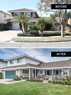 before and after photos of a house in the suburbs