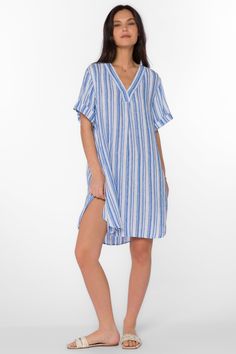 Wilda Blue Stripe Dress - Tops - Velvet Heart Clothing Blue Stripe Dress, The White Album, Heart Clothes, Blue Striped Dress, Stripe Dress, New Tops, Xl Dress, Dresses Xs, Jacket Outfits