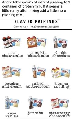 an info sheet with different types of snacks on it