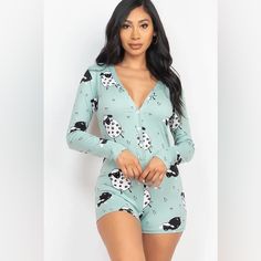 Please Note..The Color Available Is For The Moss Green!!! The Photos Of The Pink Are Just For Fit Reference!!! Brand New W/ Tags!!!! Everything In My Closet Is 100% Authentic!! Please See Images And Ask Any Questions Before Purchasing Size: Small Medium Large Color: Moss Green - Sheep Print V-Neck Button Romper - Soft & Light Weight High Stretch Jersey - Women's Romper With Very Soft Stretchy Fabric. It's Skin-Friendly And Comfortable. Sheep Animal Pattern Makes You Look Cute And Lovely. Perfect Button Romper, Romper Pajamas, Sheep Print, Fit Reference, Lounge Set, Long Sleeve Romper, Moss Green, Animal Pattern, Soft Light