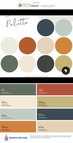 the color scheme for an interior design project, with different shades and colors on it