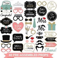 wedding photo booth props and stickers