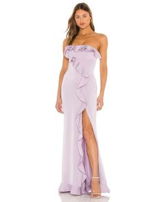 Satin Ruffle Dress, Lavender Dresses, Prom Dress Inspiration, Cute Prom Dresses, Pretty Prom Dresses, Grad Dresses, Glam Dresses, Hoco Dresses, Dance Dresses