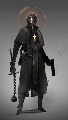 Post Apocalyptic Priest, Sci Fi Priest Character Design, Plague Doctor Warrior, Cyberpunk Priest, Cyberpunk Gunslinger, Steampunk Priest, Post Apocalyptic Character Ideas, Post Apocalyptic Character Design, Post Apocalypse Character Design