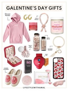 the contents of a valentine's day gift guide are shown in this graphic style