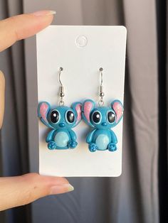 Handmade with polymer clay Disney Polymer Clay Earrings, Stitch Earrings Disney, Stitch Polymer Clay Earrings, Clay Stitch Disney, Disney Princess Polymer Clay Earrings, Disney Earrings, Stitch Disney, Disney Trips, Polymer Clay Earrings