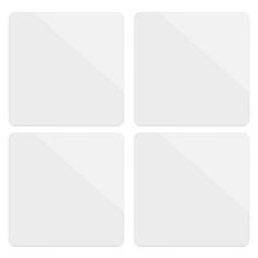 four white square buttons on a white background