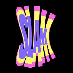 the word slam written in different colors on a black background