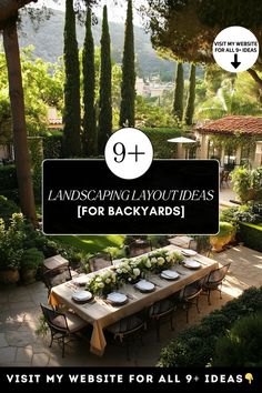 A well-organized backyard with designated zones for dining, lounging, and gardening. Backyard Landscaping Layout, Landscaping Layout, Large Yard