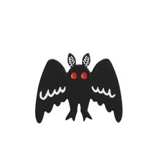 a black bat with red eyes and wings