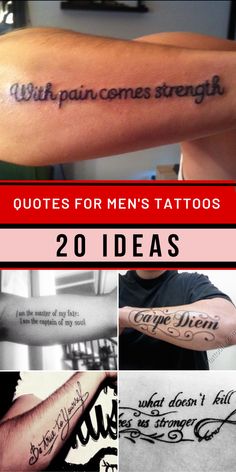 many different tattoos are shown with the words written on them