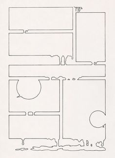 a black and white drawing of a room with two walls, one wall has been cut out